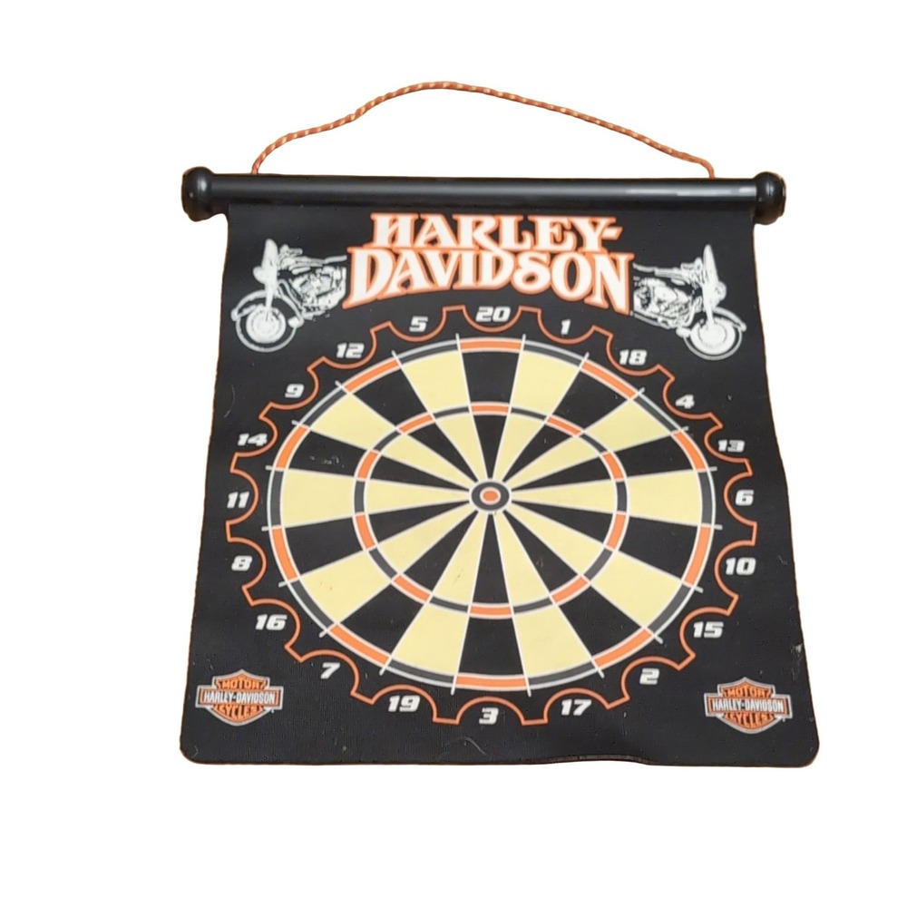 Harley-Davidson Roll-Up Dartboard Wall Hanging Soft Double-Sided Black Orange
